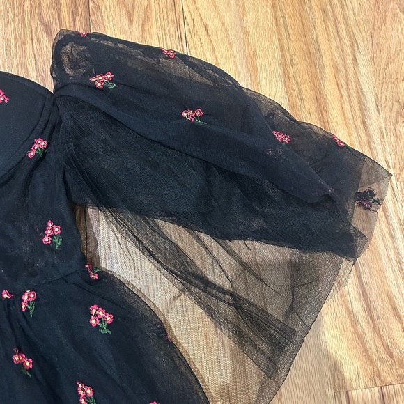 ASOS Floral Black Mesh Dress with Corset Details - Picture 4 of 12